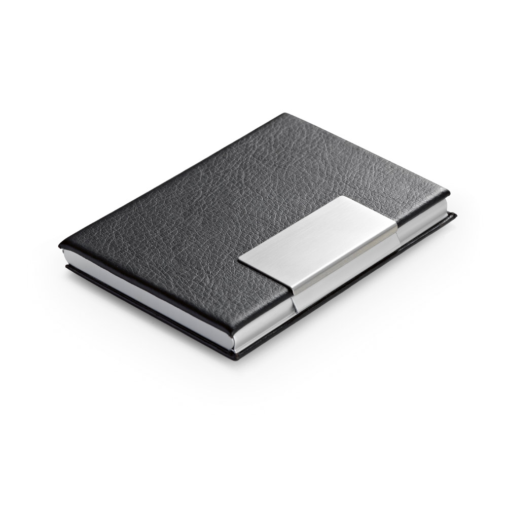 Porte-cartes de visite simili cuir publicitaire REEVES Noir