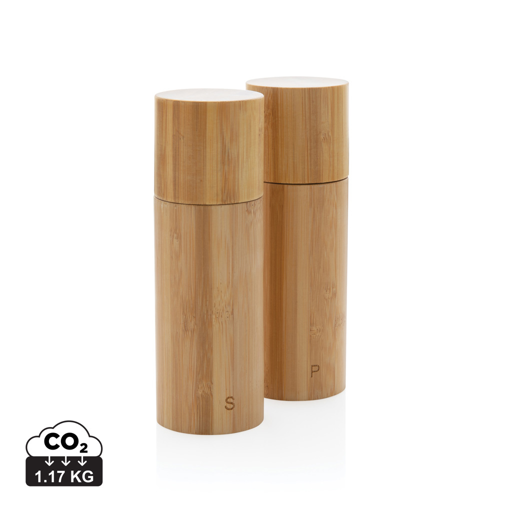 Set publicitaire poivre et sel en bambou Ukiyo Marron