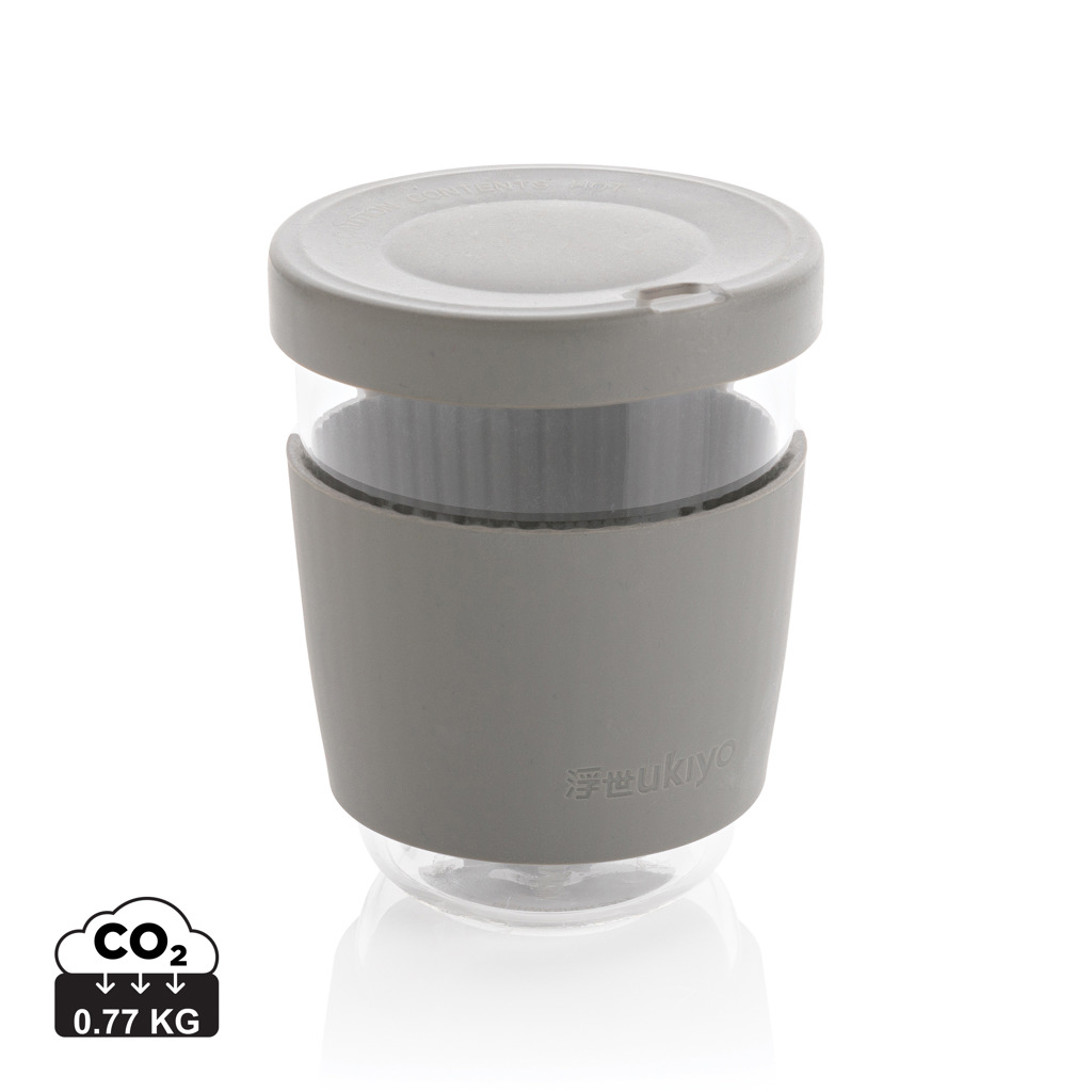 Verre publicitaire avec couvercle 360ml Ukiyo Gris