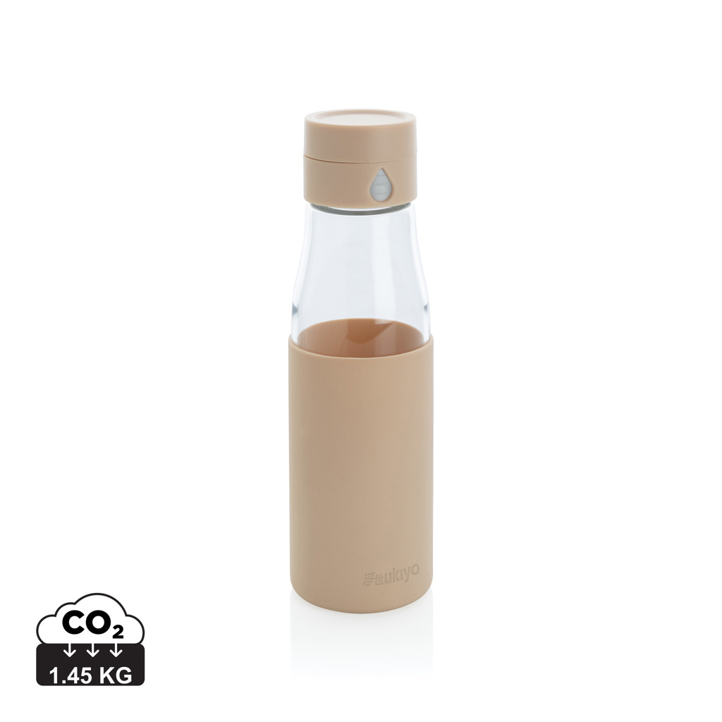 Bouteille d'eau en verre promotionnelle 600ml Ukiyo Marron