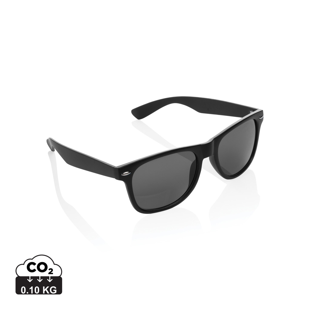 Lunettes de soleil en plastique recyclé promotionnelles Noir