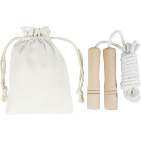 Corde à sauter bois adulte personnalisée et pochette en coton Denise