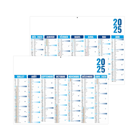 Calendrier de Banque Bleu 43x33.5cm carton rigide