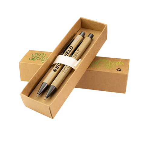 Coffret stylo/crayon personnalisés bambou - Bambowie