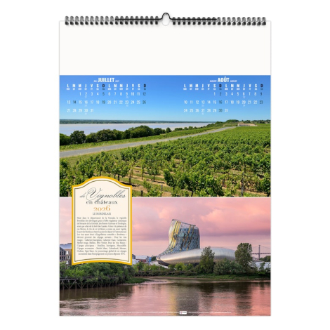 Calendrier illustré publicitaire - De vignobles en châteaux