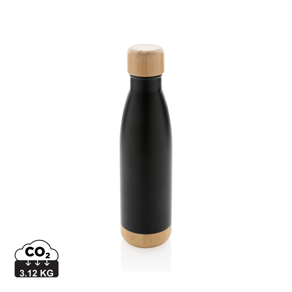 Bouteille isotherme personnalisée 520ml inox finition bambou Noir
