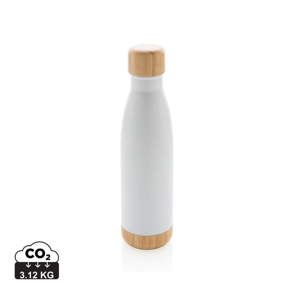 Bouteille isotherme personnalisée 520ml inox finition bambou Blanc
