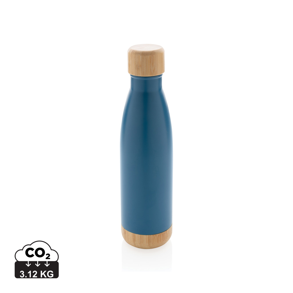 Bouteille isotherme personnalisée 520ml inox finition bambou Bleu