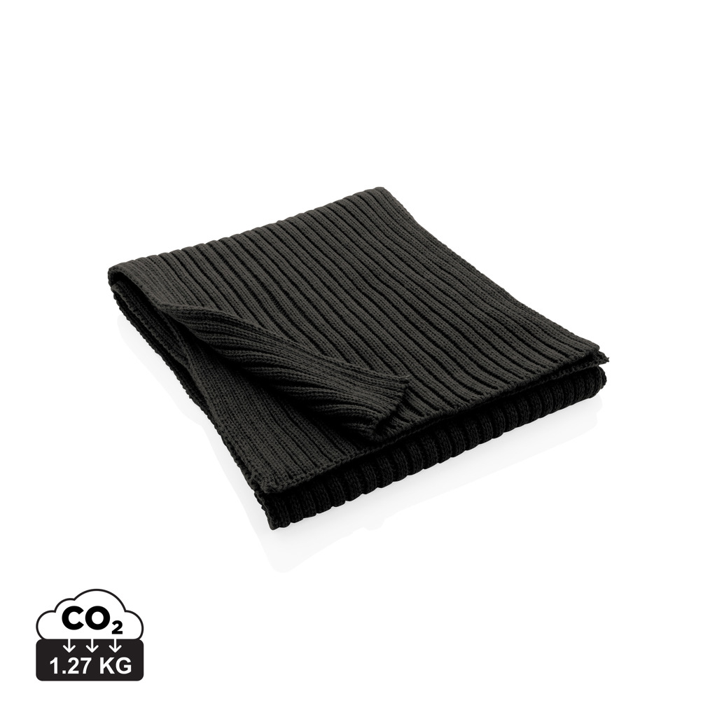 Écharpe tricotée personnalisée 180x25cm Impact Polylana® Noir