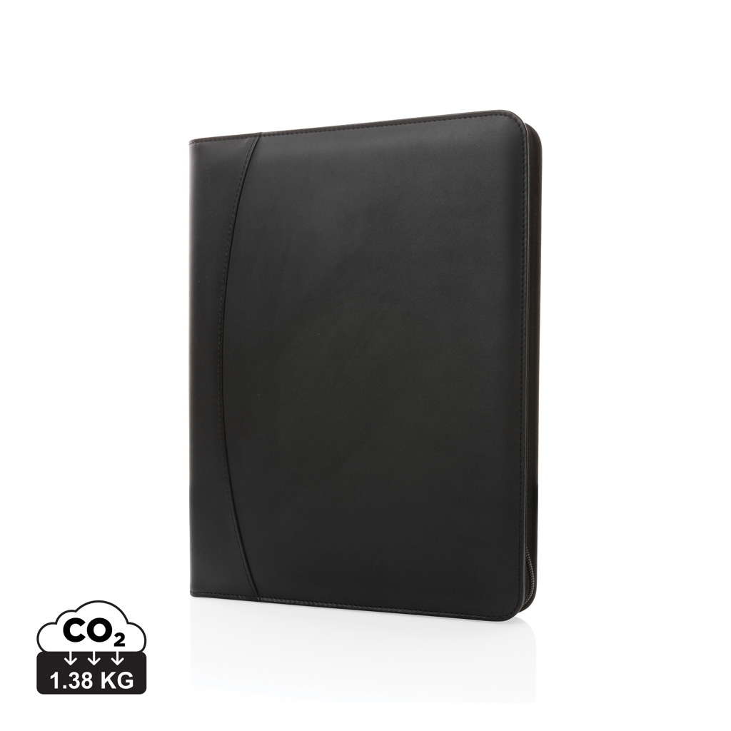 Conférencier personnalisé A4 avec fermeture à zip PU recyclé Noir