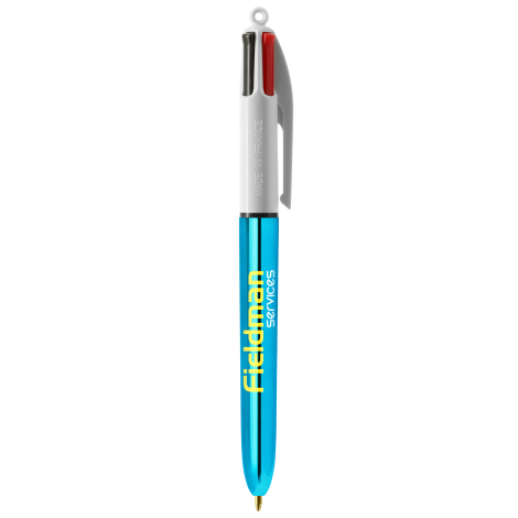 Stylo 4 couleurs publicitaire BIC® Shine avec Lanyard