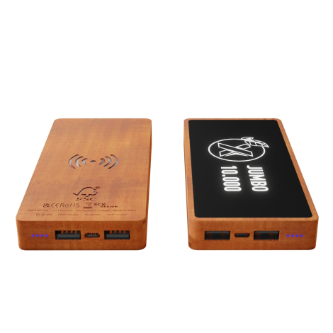 Powerbank personnalisé en bois 10 000 mAh induction 5W