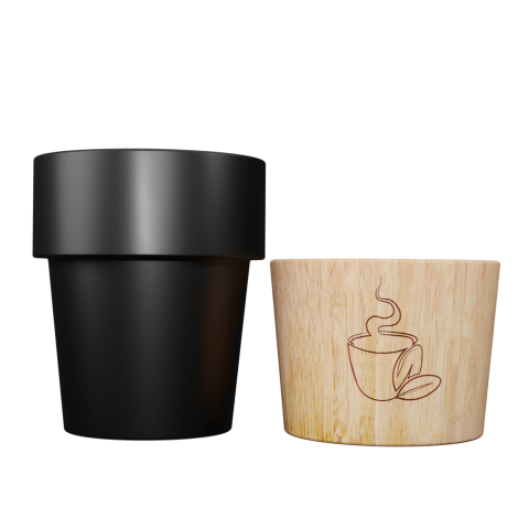 Tasse personnalisée céramique base en bois 150 ml