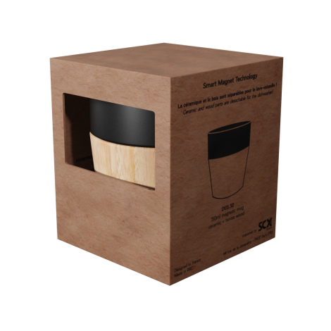 Tasse personnalisée céramique base en bois 150 ml