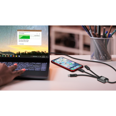 Câble publicitaire transfert de données USB-A + USB-C 