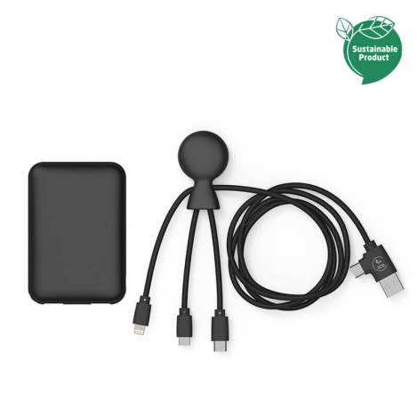 Pack powerbank 5000 mAh et câble publicitaire Xoopar® Mr Bio Long