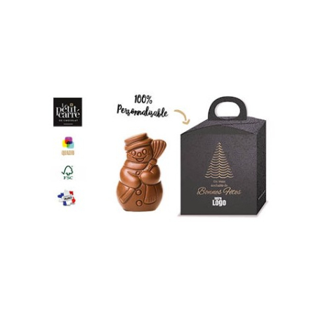 Bonhomme de neige publicitaire en chocolat praliné