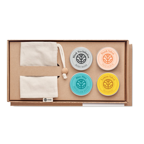 Coffret soin et bain de voyage promotionnel Vegan