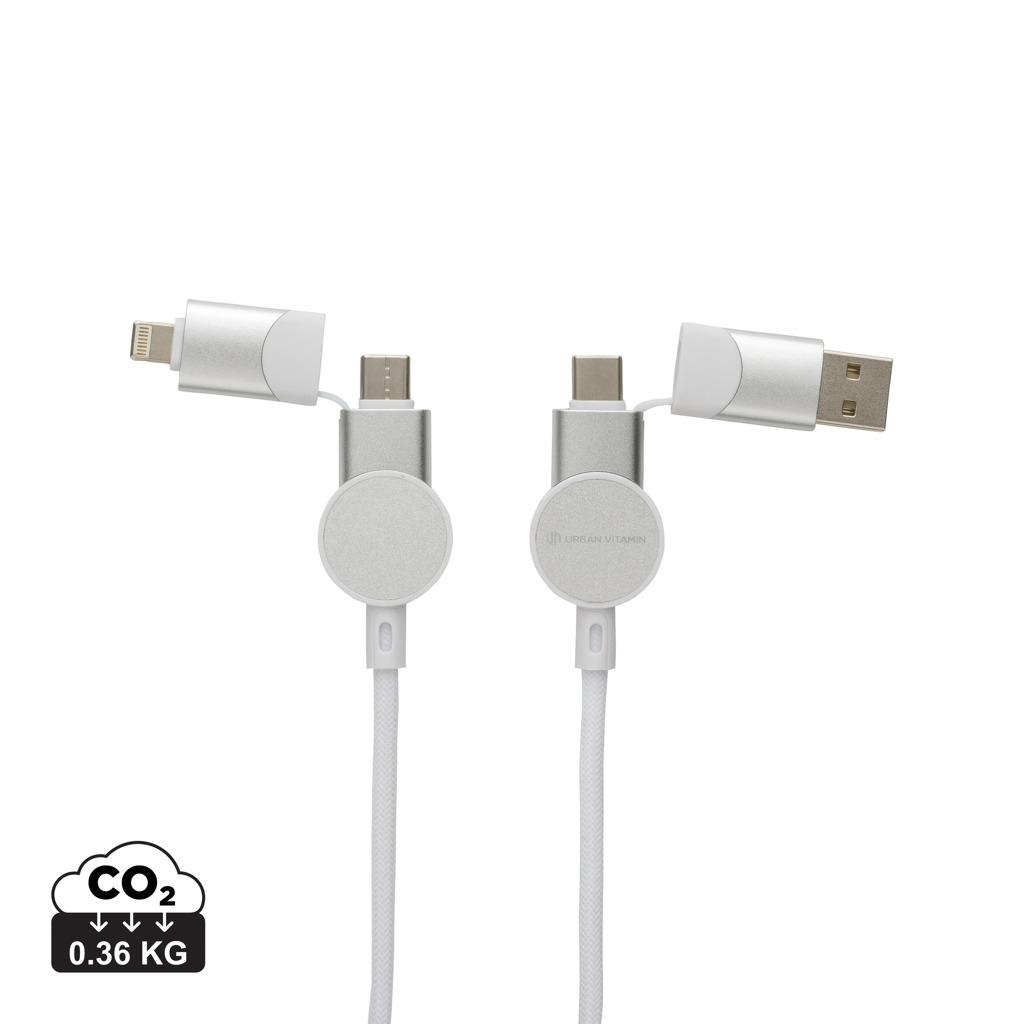 Câble publicitaire 6 en 1 charge rapide 60W Urban Vitamin Blanc