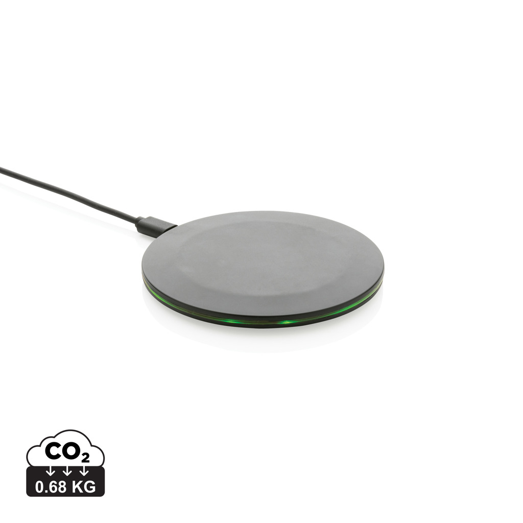 Chargeur rapide sans fil 15W publicitaire ABS recyclé Noir