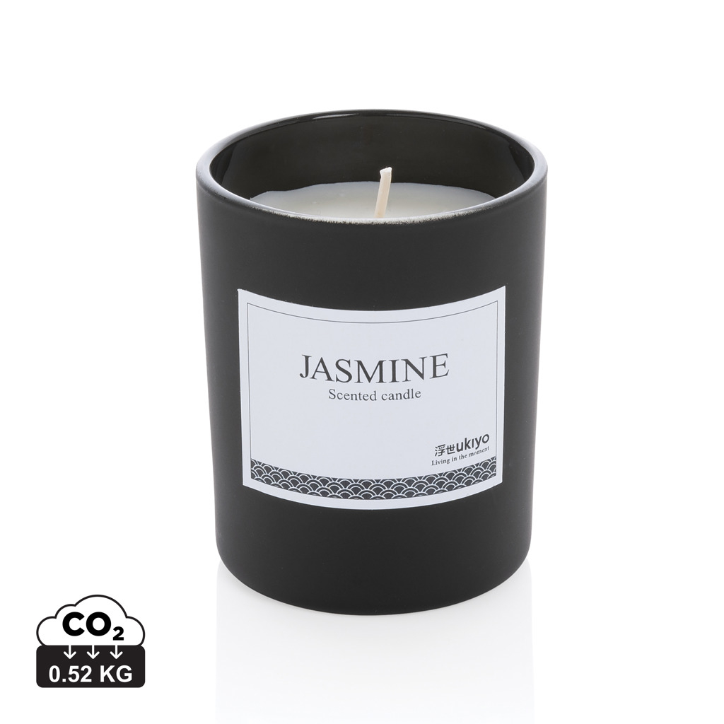 Bougie parfum jasmin publicitaire Ukiyo Noir