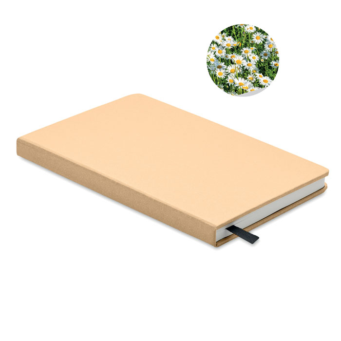 Carnet A5 écolo publicitaire avec graines GROW Beige