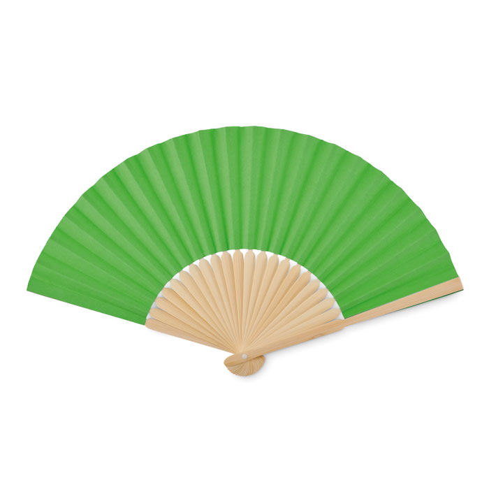 Eventail promotionnel bambou et papier FANNY lime