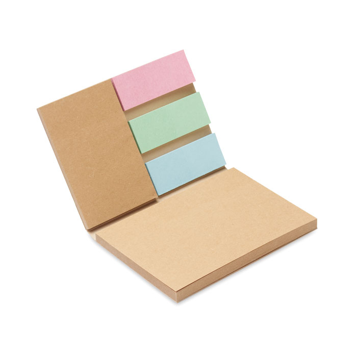 Bloc-notes avec adhésifs publicitaire papier recyclé MAUI Beige