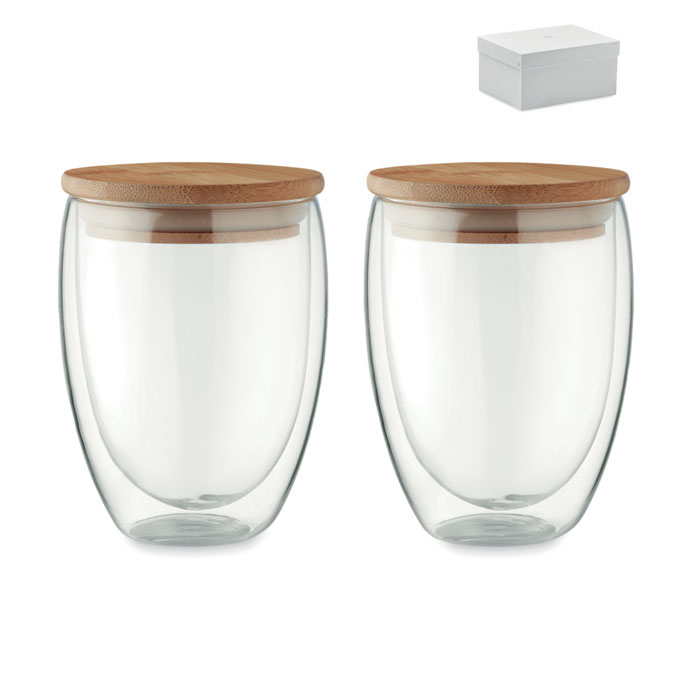 2 Verres personnalisables couvercle bambou 350 ml TIRANA Transparent