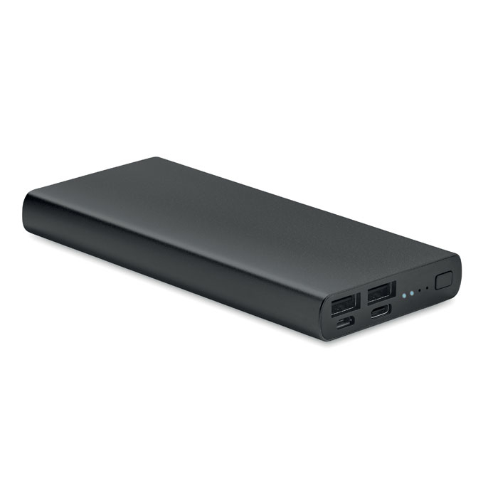 Powerbank 10 000 mAh publicitaire charge rapide POWERFLAT Noir