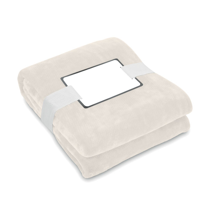 Plaid polaire en rPET publicitaire 120x150cm LOGAN Beige
