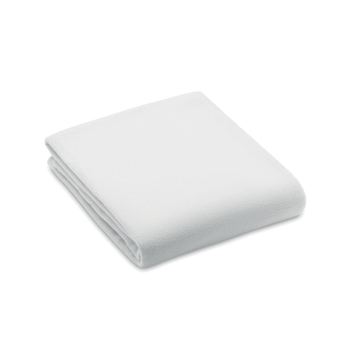 Couverture polaire en rPET publicitaire 120x150cm BOGDA Blanc