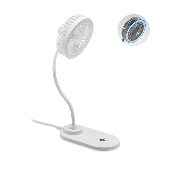 Ventilateur de bureau chargeur induction publicitaire VIENTO Blanc