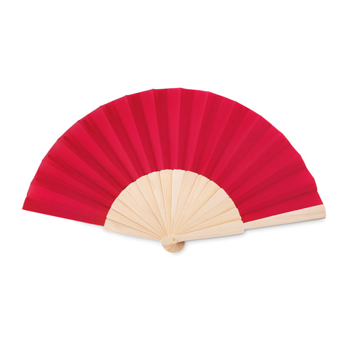 Eventail en bois et toile publicitaire FANNY Rouge