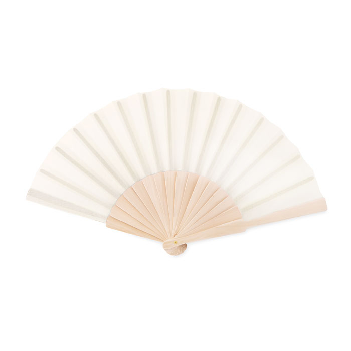 Eventail en bois et toile publicitaire FANNY Beige
