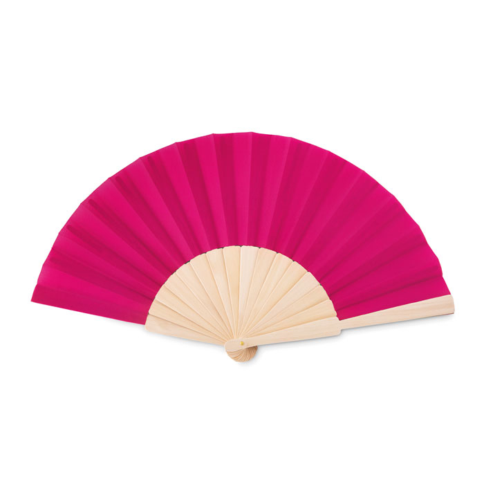 Eventail en bois et toile publicitaire FANNY Fuchsia