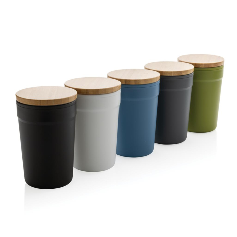 Mug recyclé personnalisable avec couvercle bambou 300ml