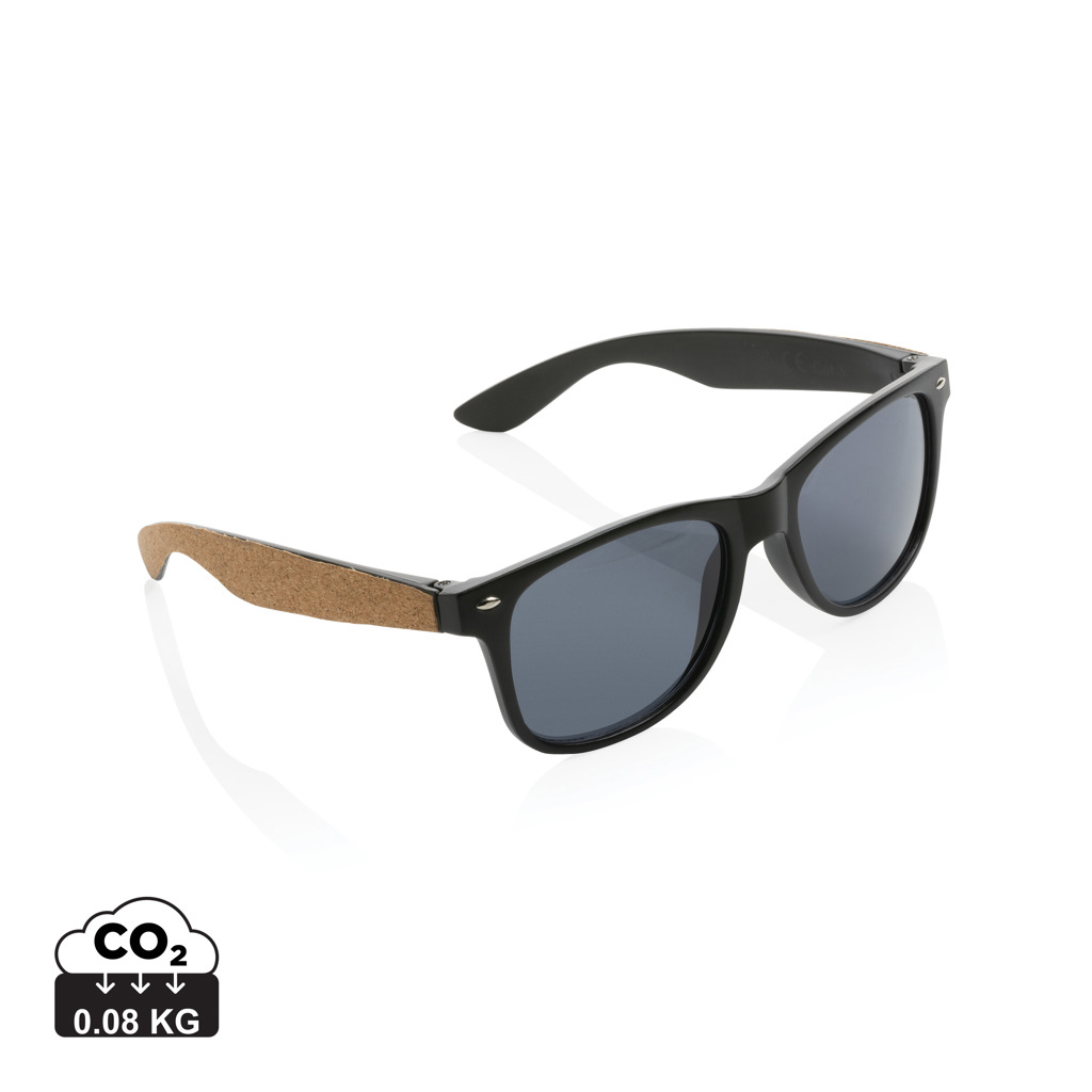 Lunettes de soleil recyclées publicitaire avec liège Noir