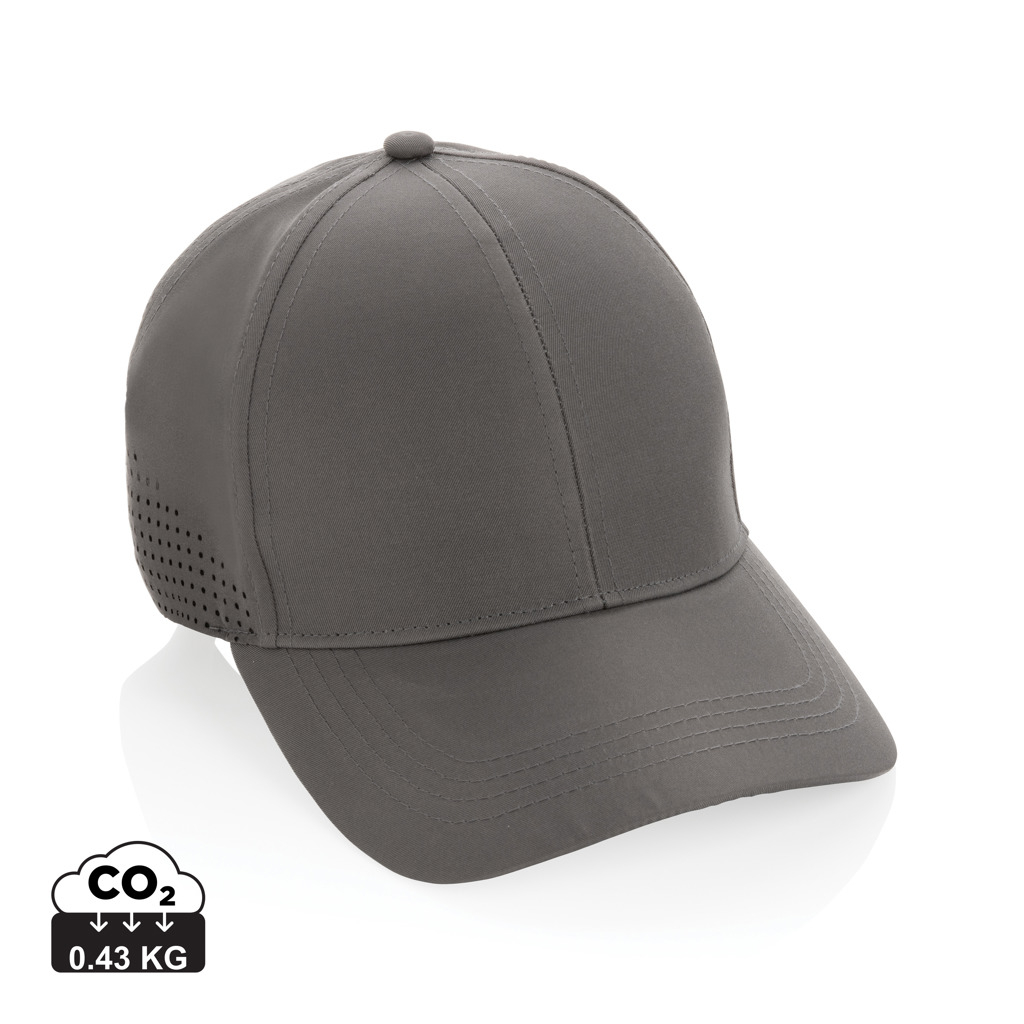 Casquette de sport publicitaire 6 panneaux en rPET Impact Gris