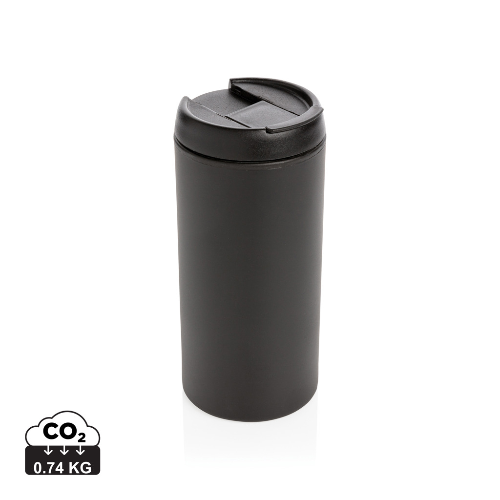 Gobelet de voyage publicitaire en inox recyclé 300 ml Metro Noir