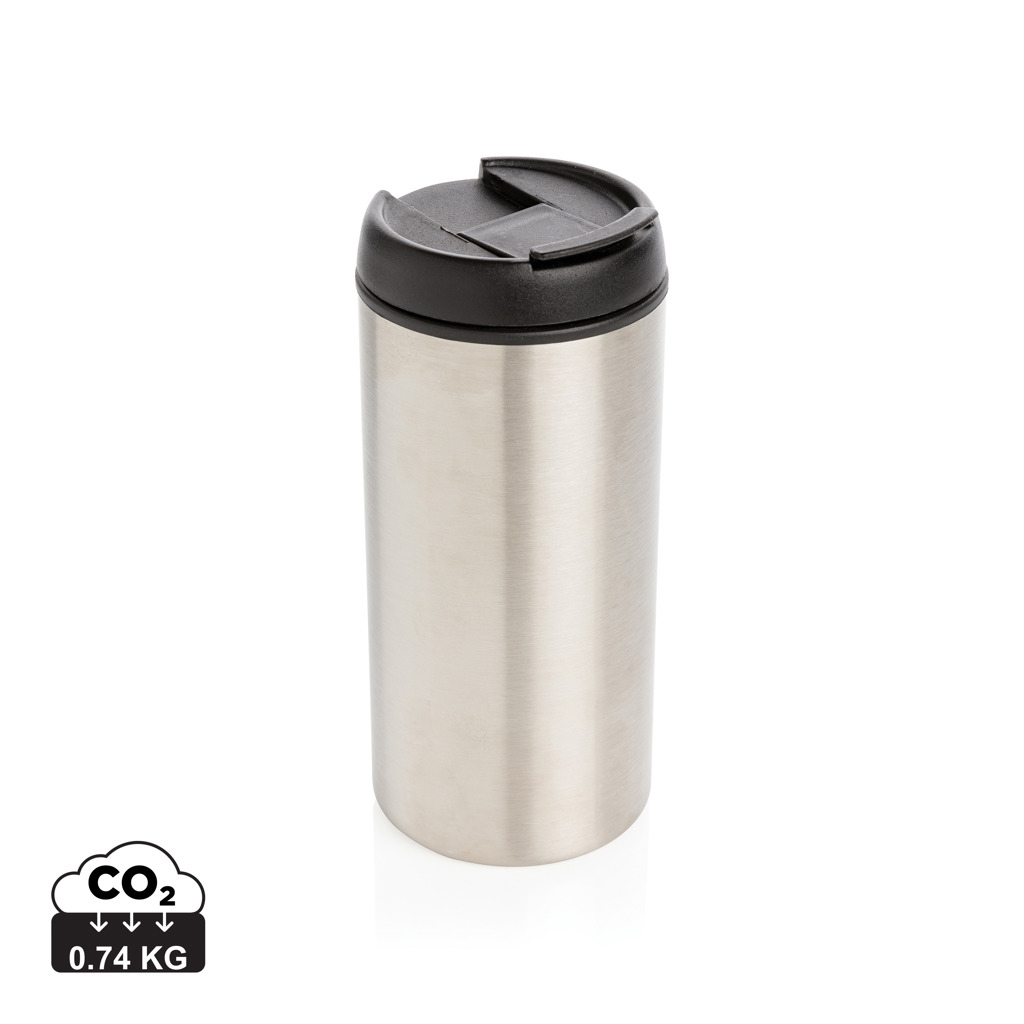 Gobelet de voyage publicitaire en inox recyclé 300 ml Metro Argent
