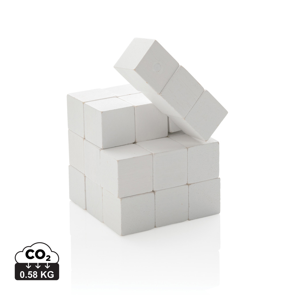 Casse-tête en bois avec pochette en toile personnalisable Blanc