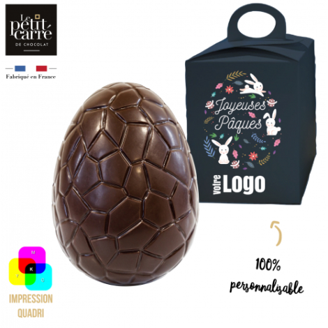 Œuf de Pâques publicitaire chocolat Noir Lait BIO 100 g