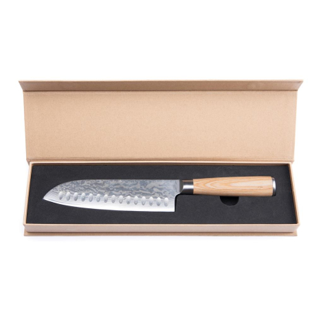 Couteau publicitaire Santoku Hattasan Damascus VINGA