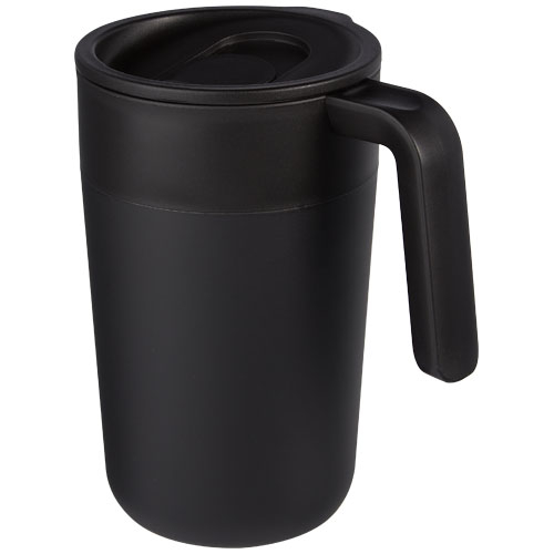 Tasse publicitaire de 400 ml recyclée à double paroi Nordia Noir