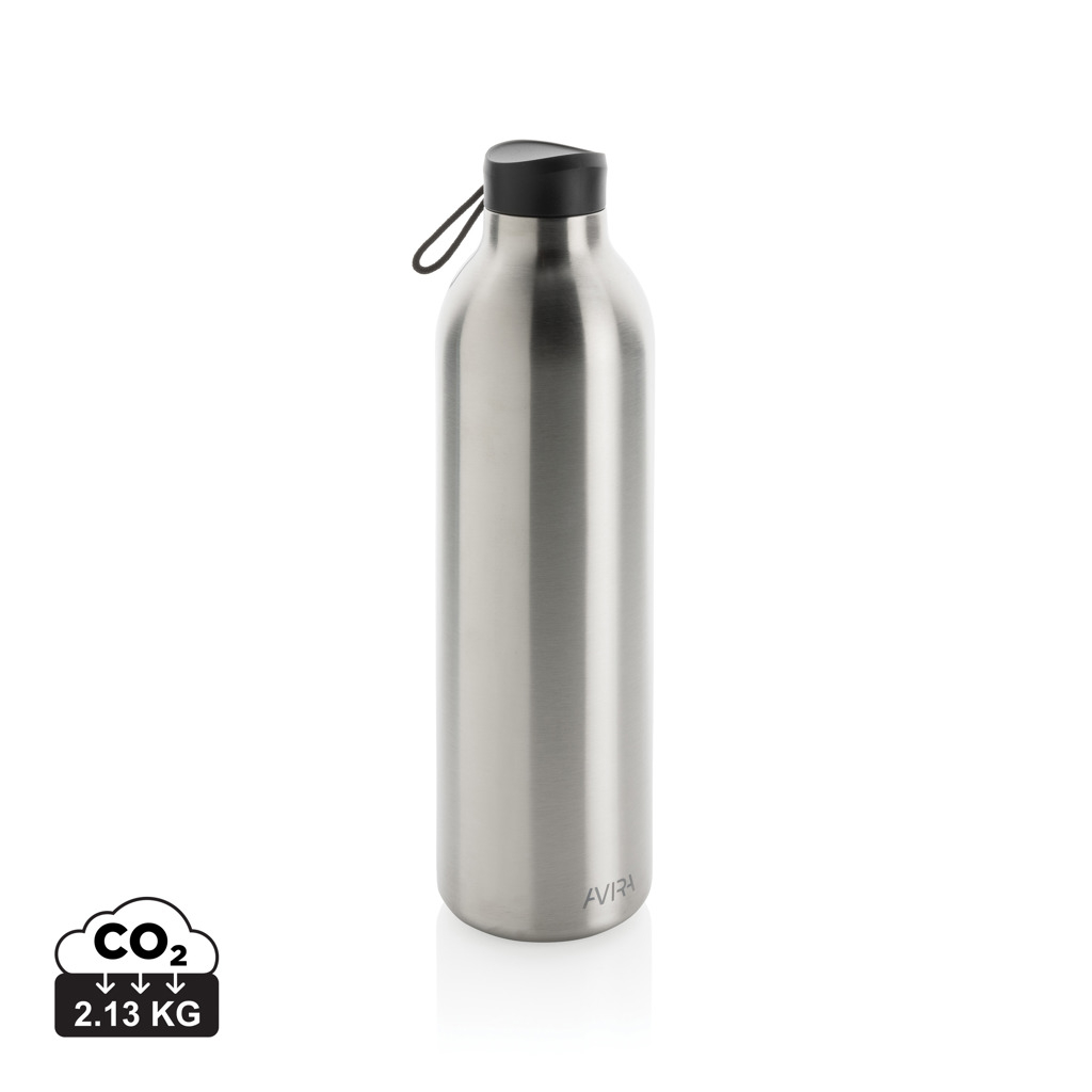 Bouteille isotherme personnalisable 1L en acier recyclé AVIRA Argent