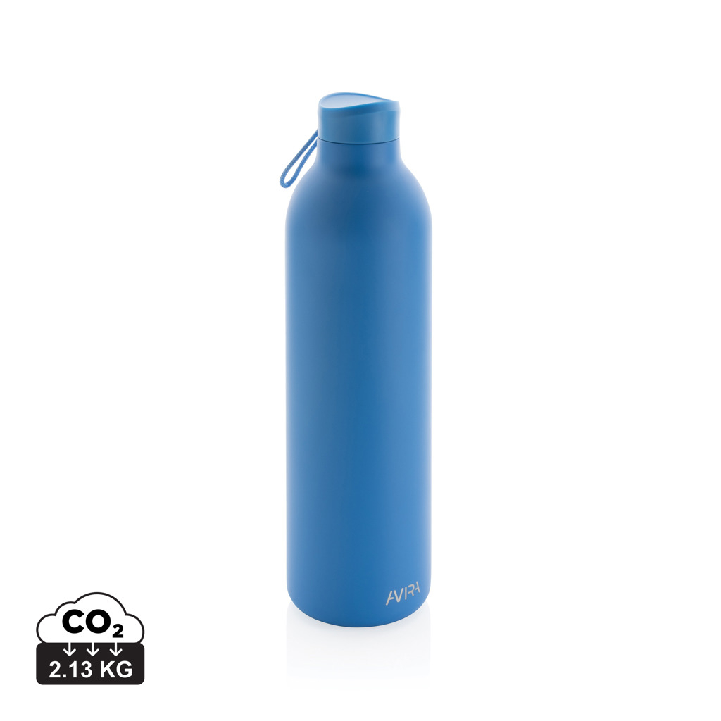 Bouteille isotherme personnalisable 1L en acier recyclé AVIRA Bleu