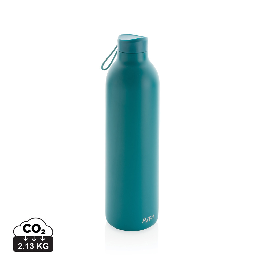 Bouteille isotherme personnalisable 1L en acier recyclé AVIRA Turquoise