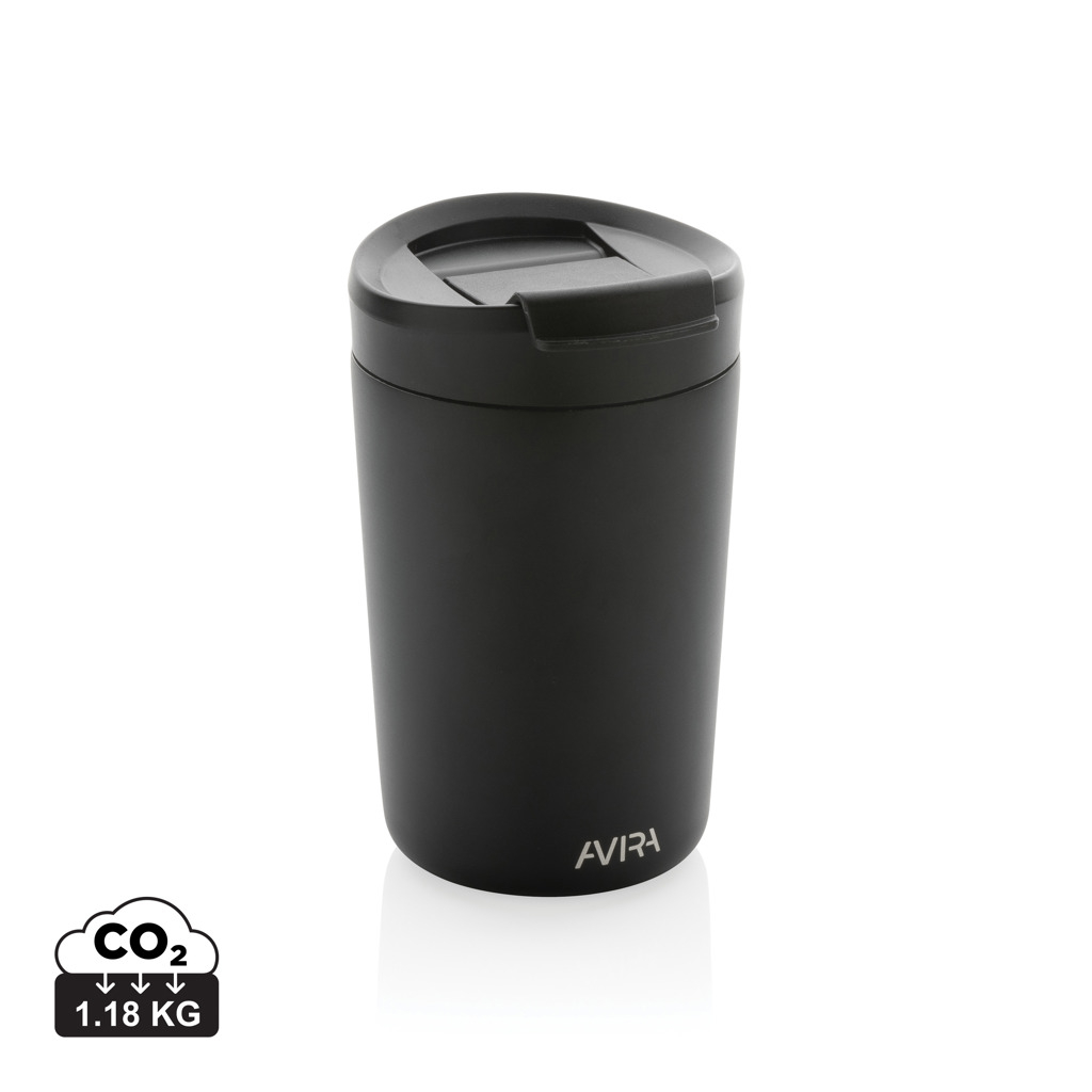 Mug publicitaire 300ml en acier recyclé AVIRA Noir