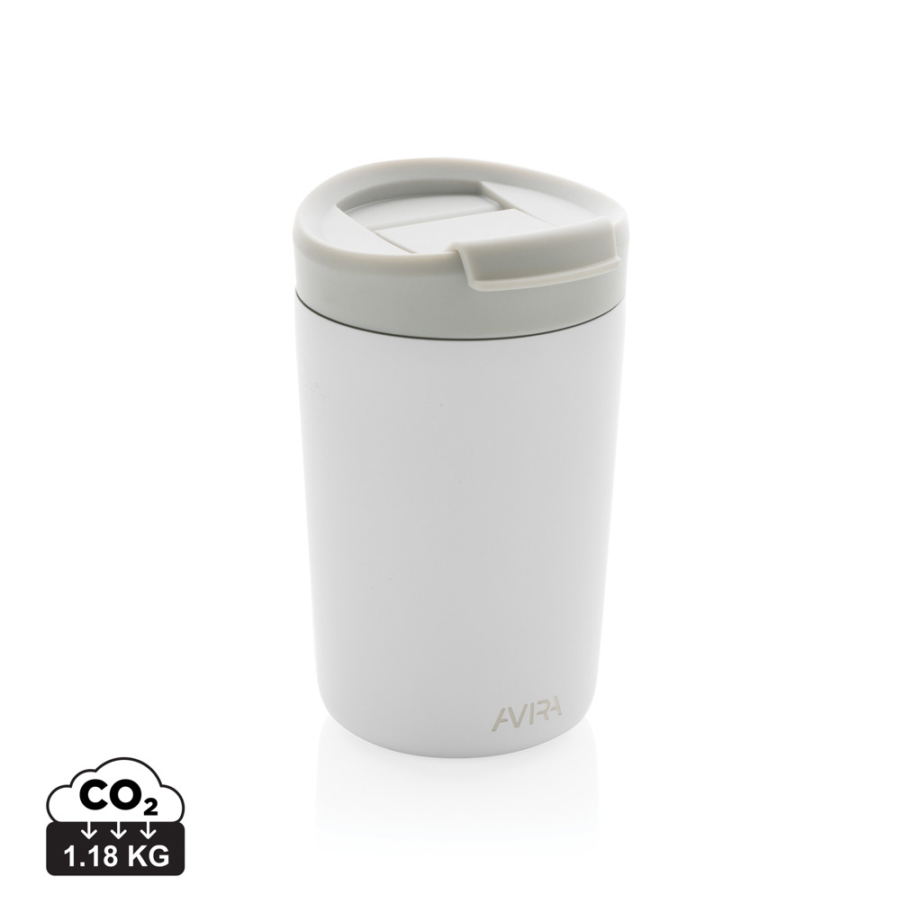 Mug publicitaire 300ml en acier recyclé AVIRA Blanc